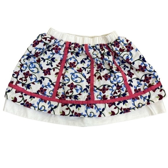TJ MAXX Toddler Girls Embroidered Floral Dress Skirt Mini Cream Blue Pink Sz 4T - Picture 1 of 11